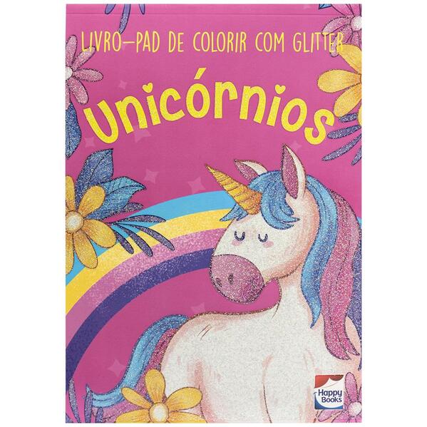 Livro-pad de colorir com Glitter: Unicórnios